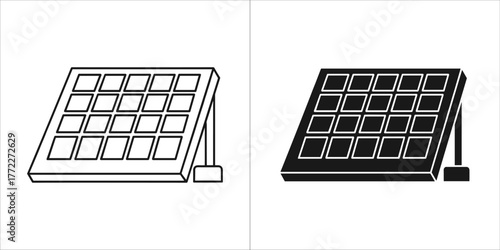 Solar panel icon, photovoltaic cell module