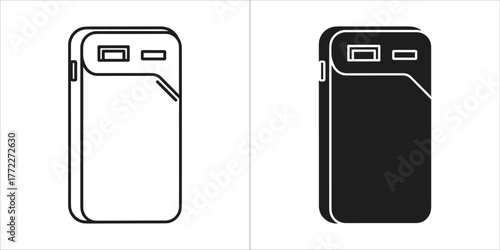 Two power bank icons in black and white