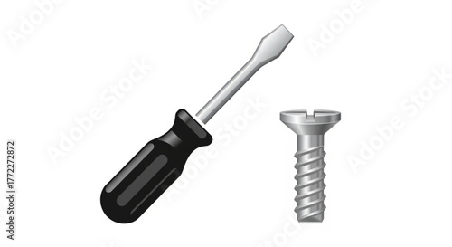 Screwdriver and screw vector image for diy projects, home repair, and construction tools illustration design
