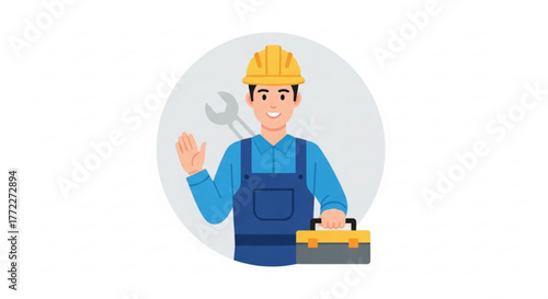 Professional handyman services vector illustration with toolbox and wrench for home repair and maintenance