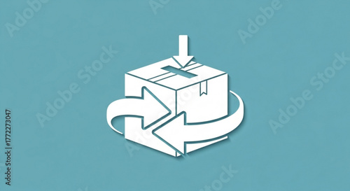 Box recycle return process packaging arrow direction delivery shipping cargo logistics supply chain management