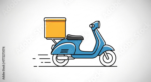 Blue delivery scooter vector illustration for food delivery service and fast delivery design concept art