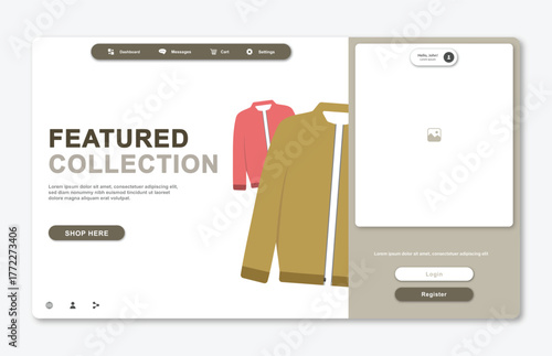Online store website template. Web design. Modern dashboard UI design