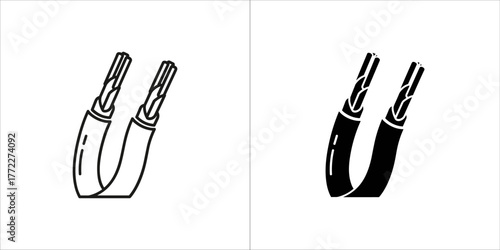 Two wire ends icon, line and solid style