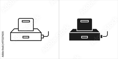 Printer icon, white and black