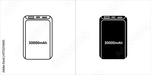 Power bank icon, outline and glyph version