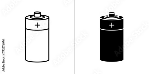 Two batteries in black and white, energy source