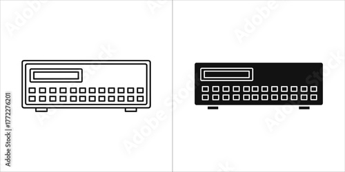 Network switch icon, black and white outline