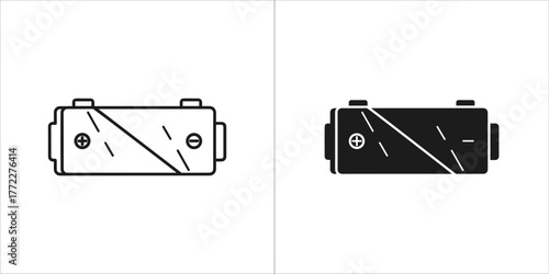 Black line car battery icon for vehicle energy