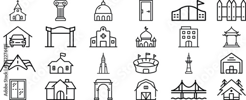 Set of building and architectural icons