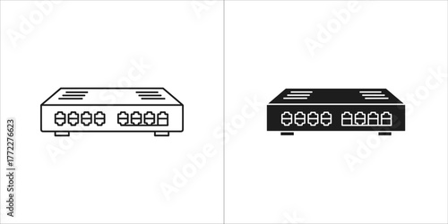 Network switch icon in flat design style