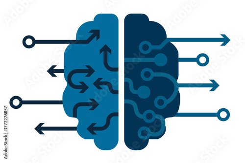 vector illustration of a human brain with circuits digital brain isolated background