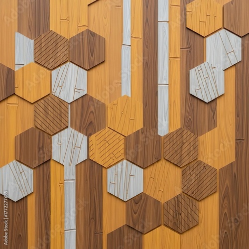 Wallpaper design - biophilic geometric wallpaper design powered by artificial intelligence.