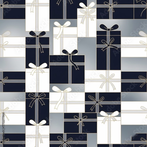 Gift Box Seamless Pattern Design for Holiday Celebrations Modern Graphic Art Festive Atmosphere