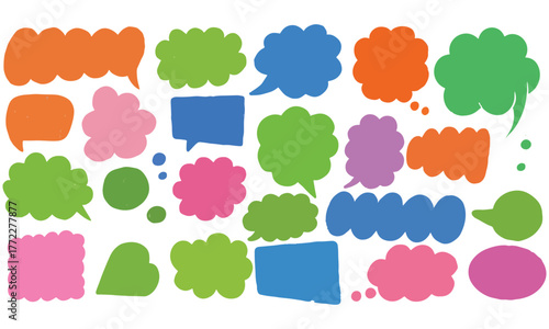 Colorful Speech Bubble Set – Hand-Drawn Comic Chat Cloud Vector Collection .