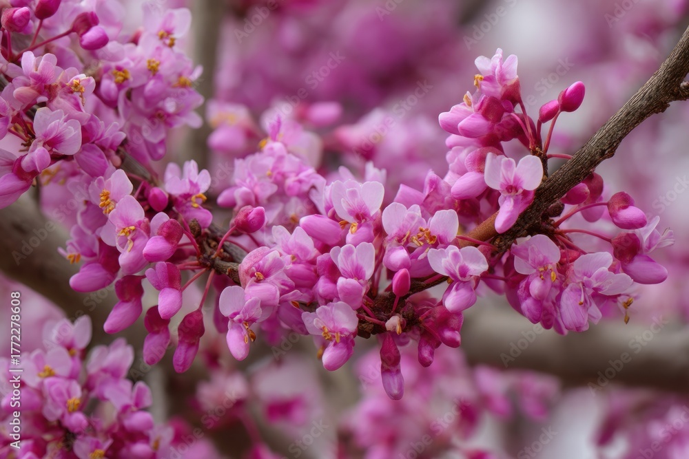 Naklejka premium Close up of pink flowering tree blossoms