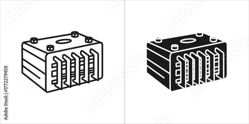 Cpu cooler vector icon, processor heat sink