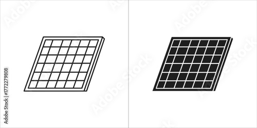 Solar panel icon set, renewable energy source
