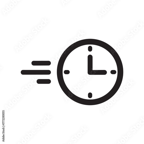 Fast clock icon with motion lines