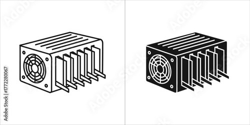 Power supply unit for computer, vector illustration