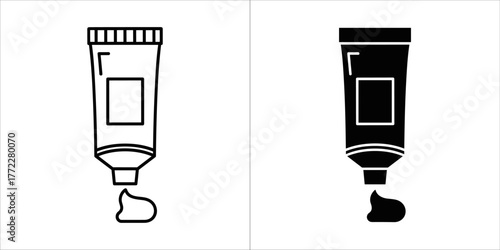 Tube of paint, vector illustration in black and white