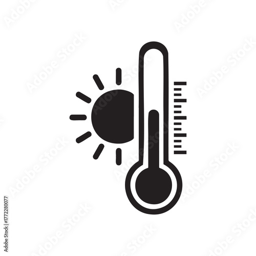 Thermometer and sun icon indicating high temperature