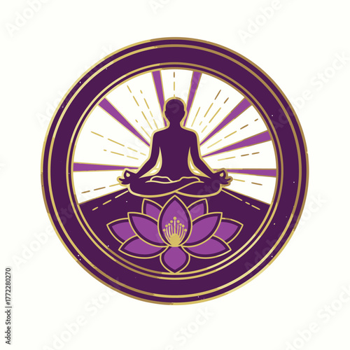 Golden Yoga Meditation Lotus Emblem