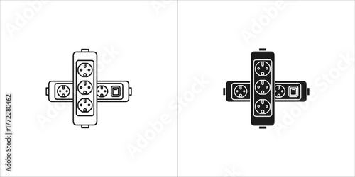 Power strip extension cord in cross shape