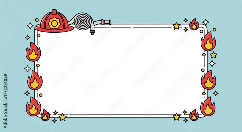 Fototapeta premium Fun firefighter-themed border design