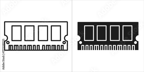 Ram module icon in outline and glyph style