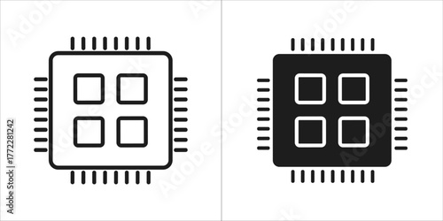 Central processing unit icon in linear style