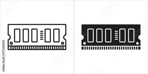 Ram memory vector illustration in black and white