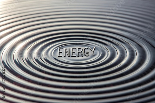 Water Ripple with the Word Energy Centered in Calm Reflection