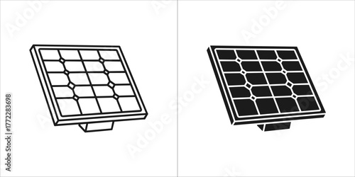 Solar panel icon, renewable energy concept