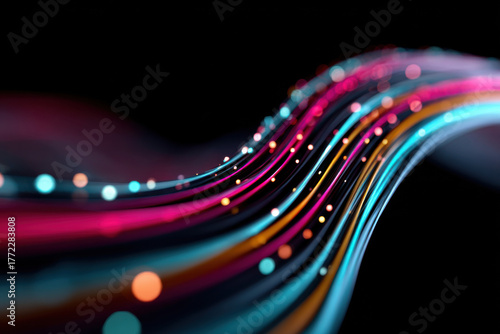 Abstract colorful waves in futuristic glowing style