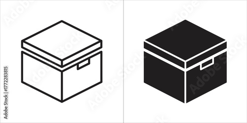 Box icon, outline and glyph style