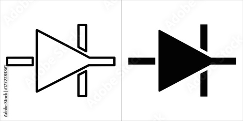 Diode icon in black and white, representing electronic component