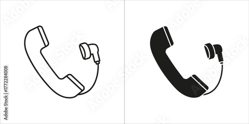 Phone receiver with earbud in black and white