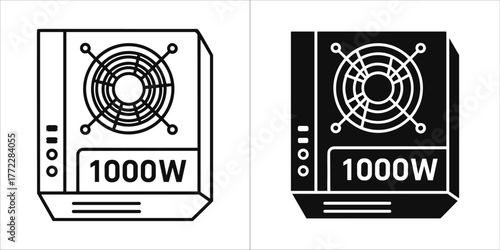 1000w power supply vector illustration, pc