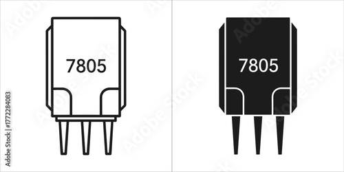 Voltage regulator icon, a three terminal device