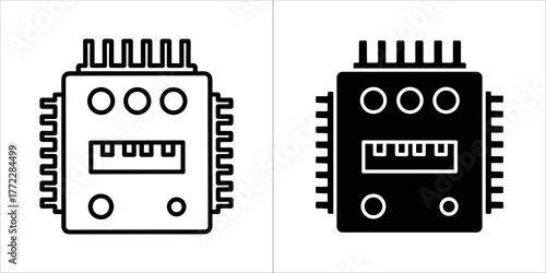 Microchip icon, processor symbol