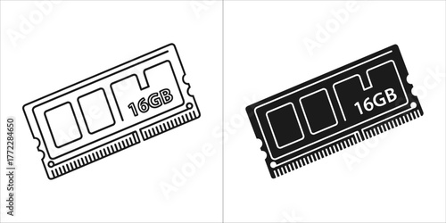 16gb ram memory module vector icon