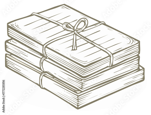 Stacked Documents Paperwork Illustration Tied with String Organized Office