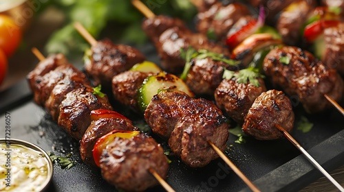 Seek kebabs tender spiced meat skewers served with refreshing