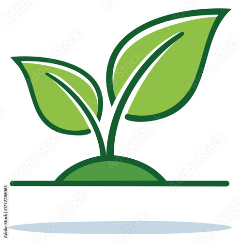 Plant Sprout Icon: Emerging Leaves from Soil, Green Seedling Illustration, Eco Symbol