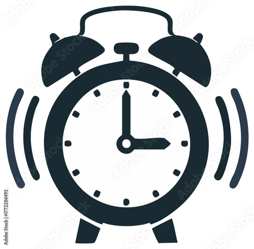 Alarm clock ringing at three o'clock, icon