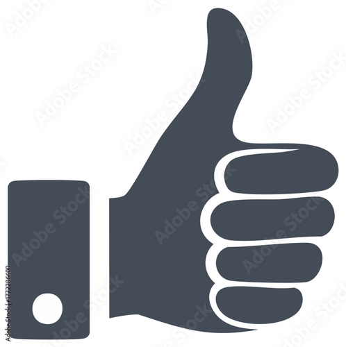 Modern graphic icon of a hand giving a positive thumbs up sign for like agreement success approval