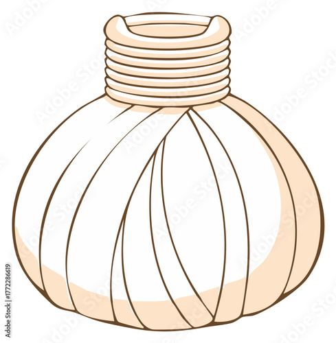 Herbal Compress Illustration for Wellness Spa Treatments with a Handle Grip