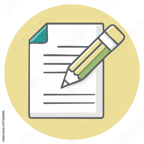 Pencil Writing on Paper Sheet with Lines, Edit Text, Note Taking Concept