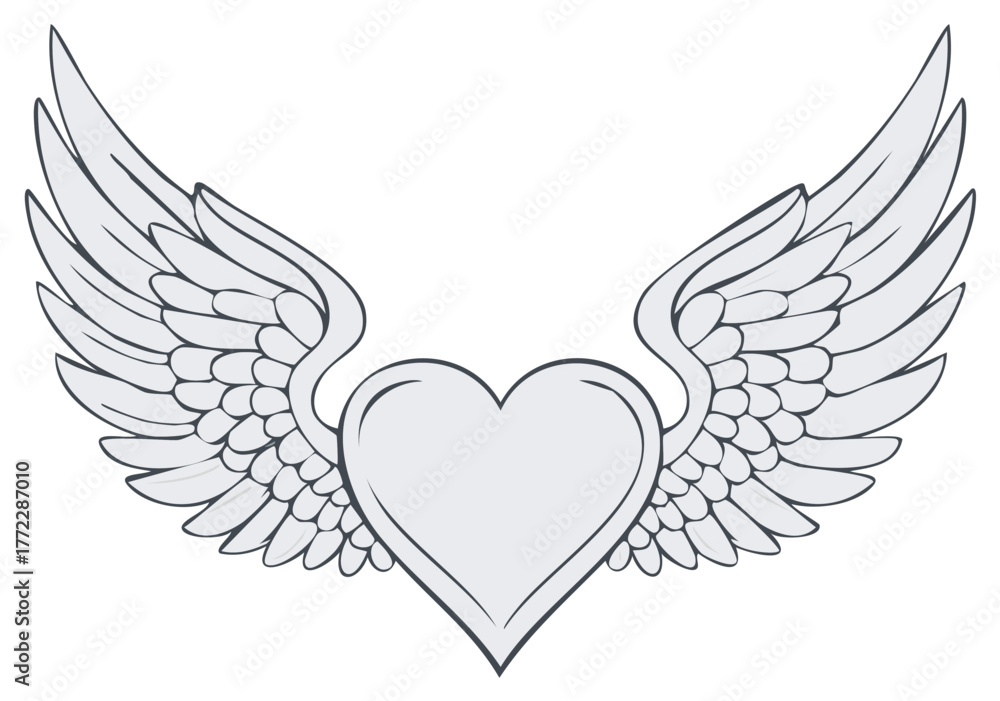 Fototapeta premium Flying Heart with Wings Illustration Graphic Icon Love Symbol Art